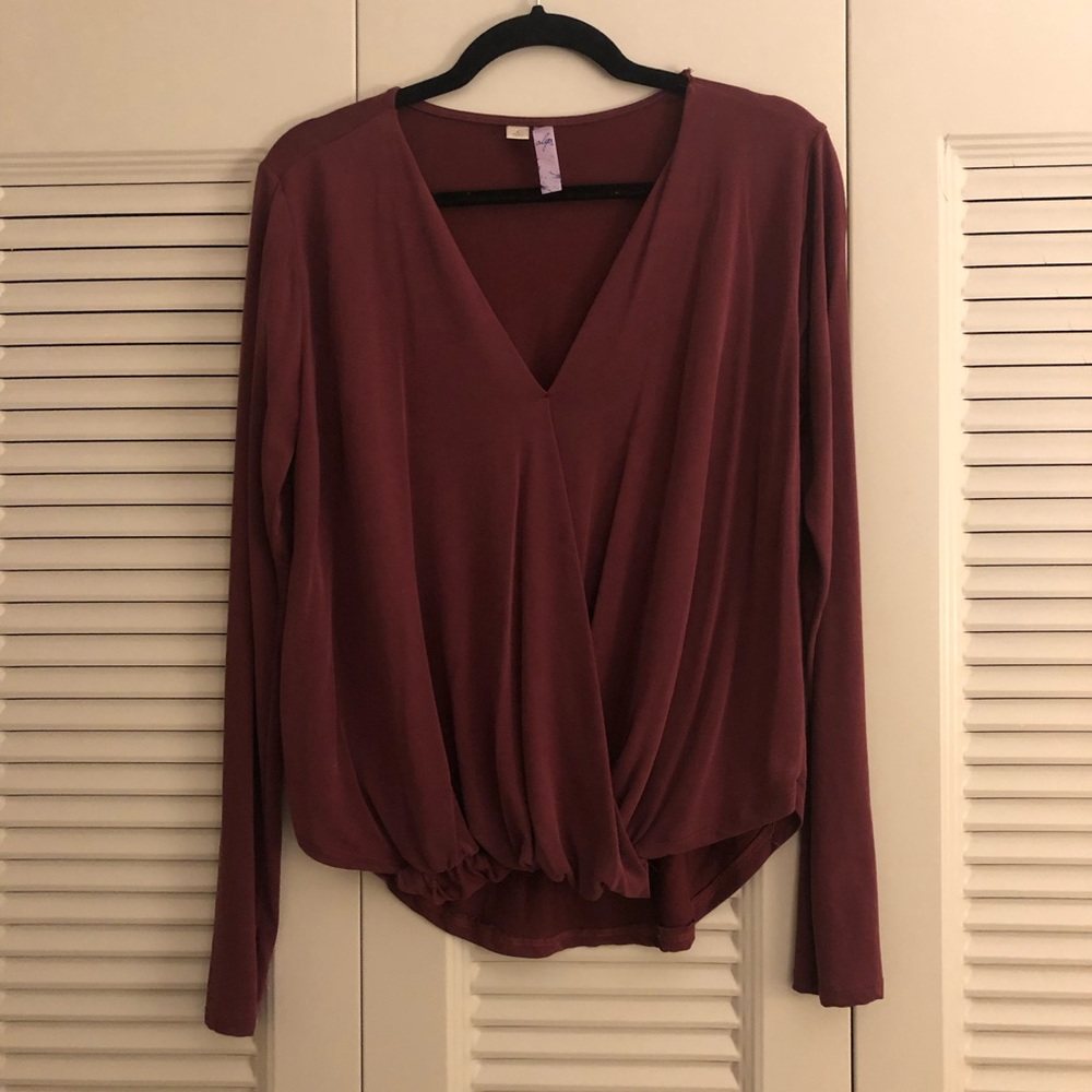 Maroon Wrap Long Sleeve Shirt